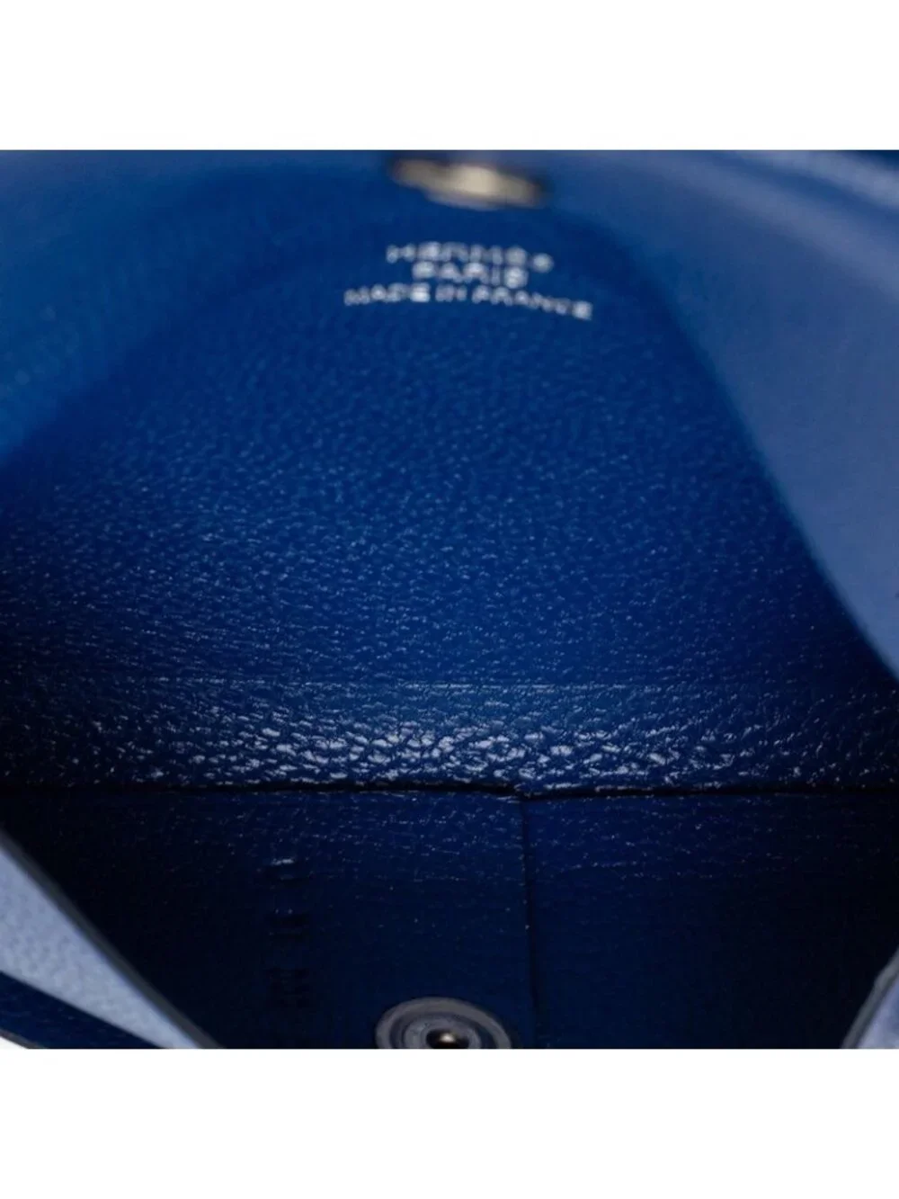 Hermes Calvi Card Case Business Holder Blue Chevre